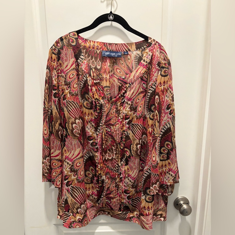 Susan Graver Paisley / Feather Print Top